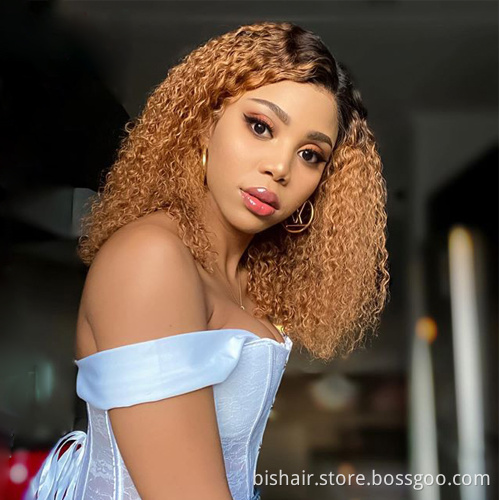 Hot sale Colored Blonde Curly 13X4 Lace Front Wigs Pre Plucked 150% Brazilian Human Hair Wigs Remy Curly Hair For Women